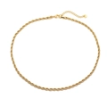 Classic 18K gold-plated stainless steel rope chain necklace with a lobster clasp closure - Gold 4mm