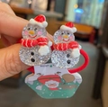 Christmas snowman hair ties featuring glitter material with red elastic bands for kids - Glitter Snowman