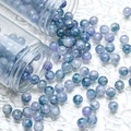 Blue and purple marbled glass beads for DIY jewelry spilling from clear containers - M103# Dreamy Blue [10mm Gold Flecked]