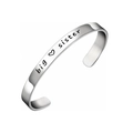 Bracelet jonc ajustable en acier argenté avec gravure Big Sister et petit cœur - Grande sœur
