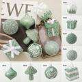Palline di Natale verde menta e bianco in varie forme con glitter per decorazioni - 6-8cm Misto / Verde Stile-B Set di 8