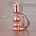 Rose gold 3D coffee syphon keychain with metal plating and detailed dimensions - Siphon Coffee Maker (Rose Gold)