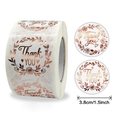 Autocollants de remerciement blancs et or rose avec bordure florale pour emballages - 1 pouce (25mm) / Blanc Or Rose (A)
