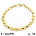 Checkered 18K gold plated steel bracelet with rectangular links 190mm in length - Gold Smooth Rectangular Curved Chain (KB189705-Z)