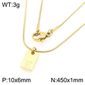 Gouden halsketting met vierkante hanger letter E gegraveerd op 45cm slangenketting - Gouden Letter E (KN293431-Z)