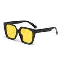 Oversized retro square sunglasses with bold black frames and vibrant yellow lenses - Black Frame Yellow Lens