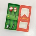 Christmas gift set featuring a stainless steel spoon and fork with Santa and Reindeer topper - Silver Santa/Reindeer [2PCS] Machine Polished