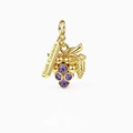 Pendentif raisin doré avec zircons violets et étiquette Self-Control pour bijoux - Raisin (Maîtrise de soi)