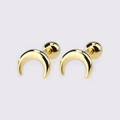 Golden crescent moon stud earrings with secure screw ball back closure for women - Gold Moon