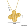 Golden balloon style four-leaf clover pendant necklace with cubic zirconia and chain specs - Letter X