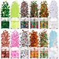 Set of 12 jars of Christmas nail glitter sequins with snowflake and star shapes - Christmas 12-Color H Set