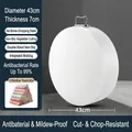 White circular PE cutting board 43cm diameter 7cm thickness with metal handle - Diameter 43cm * Thickness 7cm / White