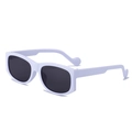 Trendy white chunky square sunglasses with dark lenses and thick spherical temples - White Frame Gray Lens