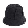 Detail shot of black cotton bucket hat showing reinforced stitching and side logo label - M (56-58cm) / Black