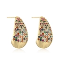 Pendientes de aro dorados con circonitas de arcoíris para un estilo elegante - Oro con Circonita de Colores