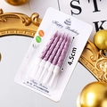 Pink spiral birthday cake candles with plastic holders for party decoration 6pcs - Metallic Rose Gold Spiral Candle / 6Pcs/Set / Rose Gold/Pink
