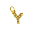 Elegant gold plated stainless steel letter Y pendant with sparkling crystal inlay - Letter Y