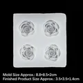 Translucent white 4-cavity rose silicone mold for fondant and soap making - 1# Rose Floral / Clear