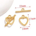 Golden heart-shaped hammer texture OT toggle clasp jewelry connector with measurements - Style J / Gold
