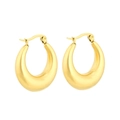 Boucles d'oreilles vintage en forme de goutte en acier inoxydable poli doré 18K - Style E Ovale Bord Couteau (KE109520-WGMW)