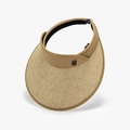 Visiera parasole in paglia beige con tesa larga e protezione solare UPF per donna - Regolabile / Cachi (22H023)