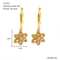 Dimensioni dettagliate degli orecchini a fiore placcati oro 18k con zirconi incastonati - Bianco (SE507G-3)
