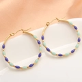 Orecchini a cerchio dorati geometrici con smalto viola e verde menta da donna - Blu (EE03-4)