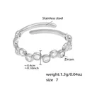 Anello aperto in acciaio inossidabile argento con cerchio completo di zirconi colorati - Taglia 7 (Regolabile) / Argento Zircone Bianco