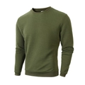 Legergroene heren sweatshirt met ronde hals en gewatteerd diamantpatroon textuur - S / Legergroen