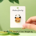 Cute panda burger enamel brooch for clothing, size 2x2.7cm, metal animal badge - Food Burger Panda