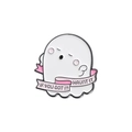 Ghost enamel pin with pink ribbons and text IF YOU GOT IT HAUNT IT for Halloween - If You Got It Haunt It