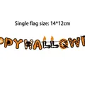 Striscione Happy Halloween arancione e nero con ragnatele e teschi per decorazioni - WSLQ-23 (Arancio Nero Cartone Animato Happy Halloween)