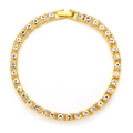Elegance meets hip-hop in this gold-finished tennis bracelet with round clear crystals - 4mm / 7" / Gold