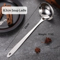Polished stainless steel long handle soup ladle, 33cm length with 8.3cm head diameter - 8cm Hot Pot Ladle