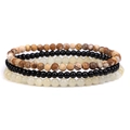 Set van drie 4mm natuurstenen kralenarmbanden voor heren in de kleuren bruin zwart en wit - Jaspis