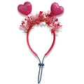 Pink heart headband with sparkling sequins and adjustable elastic strap for pets - Rose Red Sequin + Pink Tinsel (Pet Buckle)