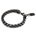 Industrial vintage titanium steel chain bracelet with lobster clasp and metal tag in gunmetal gray - Style B Standard Box Chain (KB138826-KFC)
