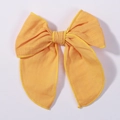 Ginger yellow 4.5 inch cotton linen bow hair clip for girls with fabric texture - Ginger (2832-25)