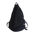 Borsa a tracolla minimalista in tela lavata nera con fibbia regolabile e tasche multiple - Nero