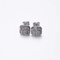 Square stud earrings with silver finish and sparkling grey crystal druzy stones - Grey(6)