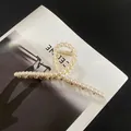 Elegant oversized gold alloy shark hair claw clip with pearls, 13.5cm length design - Extra Large Pearl Style
