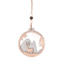 Addobbo natalizio in legno con renna e montagna innevata con dettagli in glitter argento - Stile C