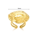 Detail view of gold geometric irregular open ring showing 30mm diameter measurement - Round Hammered(JZ6145)