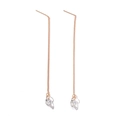 Orecchini pendenti a nappa oro rosa con pendenti in cristallo rotondo da donna - Stile Zirconia Tonda (10712) / Oro KC