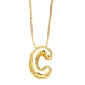 Collana placcata oro 18K con ciondolo a lettera C stile palloncino e catena sottile - Lettera C