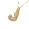 Hip hop style gold letter J pendant with micro pavé cubic zirconia and box chain - Gold J