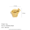 18K gold-plated stainless steel cupcake pendant, 13.1x13.8mm DIY jewelry charm - Cupcake Pendant - Gold