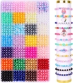 DIY jewelry making kit with 6mm colorful ABS pearls and metal charms in 24 grids storage box - 6mm Round Beads (No Accessories) / Style 4# (28 Colors Approx 1960pcs)