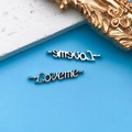 Silver-plated Loveme charms for DIY bracelet and necklace jewelry making - Loveme Letter Double Hole Link 5x26mm