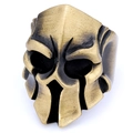 Spartaanse helm schedel ring voor heren in antiek goud met geborstelde metaaltextuur - US 7 / Brons (09102)